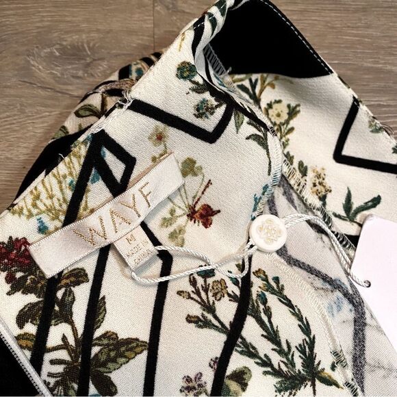 WAYF HENDRIX PRINT V-NECK ABSTRACT FLORAL LONG SLEEVE SHEATH DRESS M NWT - Picture 14 of 17